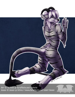 2014 against_wall anthro balls bdsm black_nose bondage bound butt canine cuffs dog exotic floof fur furred grey_eyes hair hooves horn hybrid looking_at_viewer male mammal nude raised_tail smile spreader_bar spreading stripes temrin tuft ungulate wall white_fur white_hair
Rating: Questionable
Score: 13
User: Questionable_Hybrid
Date: January 21, 2014