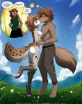 2020 4_toes 5_fingers adobe_photoshop_(artwork) alternate_version_at_source anthro arched_back arm_tuft barefoot breast_squish breasts brown_body brown_fur brown_hair butt canid canine canis casual_nudity cheek_tuft chest_tuft claws clothed clothing colored conditional_dnp day detailed_background dialogue digital_drawing_(artwork) digital_media_(artwork) digitigrade duo_focus elbow_tuft english_text eyes_closed facial_tuft featureless_breasts feet felid female fingers fur grey_body grey_fur group hair hands_on_hips hi_res hug hybrid interspecies kathrin_vaughan keidran kiss_on_lips kissing male male/female mammal markings multicolored_body multicolored_fur natani naturally_censored nude on_one_leg one_leg_up outside pawpads pink_pawpads raised_leg short_hair sibling_(lore) side_view sky spots spotted_body spotted_fur squish standing telepathy text thought_bubble toe_claws toes tom_fischbach topless trans_(lore) trans_man_(lore) tuft twokinds url white_body white_fur wolf zen_(twokinds)
