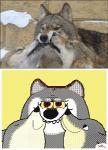 ambiguous_gender annoyed comparison daww feral forced_smile fur group humor photo smile toony yellow_sclera ಠ_ಠ keke_(artist) canid canine canis mammal wolf animated digital_media_(artwork) flipnote_studio_(artwork) frame_by_frame low_res pixel_(artwork) pixel_animation short_playtime