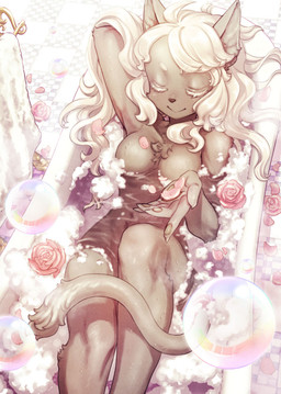 aged_up anthro bath bathing bathtub big_breasts black_nose breasts chest_tuft eyes_closed female female_anthro flower fur grey_body grey_fur grey_pawpads hand_behind_head mature_anthro nude open_mouth partially_submerged pawpads petals plant pose raised_hand relaxing rose_(flower) rose_petals smile soap_bubbles solo thick_thighs towel tuft water itsuki_hoshi cyberconnect2 fuga:_melodies_of_steel little_tail_bronx vanilla_muscat domestic_cat felid feline felineko felis mammal russian_blue colored detailed digital_drawing_(artwork) digital_media_(artwork) official_art portrait shaded three-quarter_portrait
