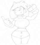 anthro athletic_wear big_breasts bottle bottomwear breasts clothed clothing container dolphin_shorts female gym_bottomwear gym_shorts shorts solo tight_clothing water_bottle harkonner sega sonic_the_hedgehog_(series) amy_rose eulipotyphlan hedgehog mammal black_and_white hi_res monochrome