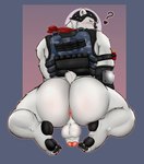 anthro anus armor balls butt clothed clothing eye_patch eyewear feet genitals headgear helmet kerchief kneeling looking_at_viewer male pantsless penis presenting presenting_anus presenting_hindquarters question_mark rear_view shell_(projectile) shotgun_shell solo the_dumbid epic_games fortnite polar_patroller bear mammal polar_bear ursine absurd_res hi_res