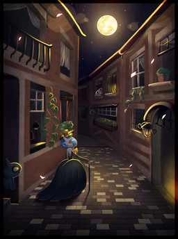 alley ambiguous_gender anthro building clothing female group hat headgear headwear house lamp moon night plant street top_hat walking_stick window lotosu nintendo pokemon duskull generation_3_pokemon generation_6_pokemon ghost mega_evolution mega_gardevoir pokemon_(species) shiny_pokemon shuppet spirit absurd_res digital_media_(artwork) digital_painting_(artwork) hi_res painting_(artwork)