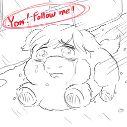 ambiguous_feral ambiguous_gender bodily_fluids crying dialogue feral hooves mouth_closed quadruped raining running solo speech_bubble tail tears text young young_ambiguous young_feral yellowcottoncandy030 fluffy_pony fluffy_pony_(species) mammal 1:1 2025 comic digital_media_(artwork) english_text hi_res partially_colored spot_color