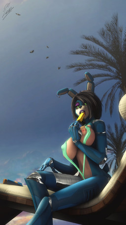 anthro beach beach_chair big_breasts black_hair blue_body blue_sky breasts buckteeth chair clothing crossgender dripping ear_piercing ear_ring eating eating_ice_cream female food furniture green_eyes hair holding_food holding_object holding_popsicle lips machine mtf_crossgender nipple_outline nipple_piercing nipples nude on_chair one-piece_swimsuit open_mouth outdoor_nudity outside palm_tree piercing plant popsicle purple_lips ring_piercing scut_tail short_hair short_tail sitting sitting_on_chair sky sling_bikini solo swimwear tail teal_clothing teal_swimwear teeth tree ventral_groove lamoz571 disembowell_(modeler) red-eye_(modeler) five_nights_at_freddy's five_nights_at_freddy's_2 scottgames toy_bonnie_(fnaf) ambient_bird animatronic lagomorph leporid mammal rabbit robot robot_anthro 3d_(artwork) 9:16 absurd_res digital_media_(artwork) hi_res source_filmmaker_(artwork)