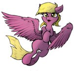 blonde_hair feathered_wings feathers female feral flying hair hooves mane pink_body solo spread_wings wings tatykin hasbro my_little_pony mythology sweet_treat_(gyro) equid equine mammal mythological_creature mythological_equine pegasus hi_res