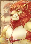 2011 anthro armpit_hair body_hair colored dudedle felid happy_trail kemo_coliseum lion male mammal maximus_(kemo_coliseum) muscular muscular_anthro muscular_male null-ghost official_art pantherine solo