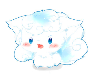 ambiguous_gender blue_eyes blush chibi daww feral fluffy fur looking_at_viewer multi_tail open_mouth open_smile quadruped simple_background simple_eyes smile solo tail white_background white_body white_fur deaic nintendo pokemon alolan_form alolan_vulpix generation_7_pokemon pokemon_(species) regional_form_(pokemon) 2017