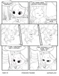 ambiguous_gender anthro bandage duo eyes_closed humor smile text masterploxy nintendo pokemon buneary generation_2_pokemon generation_4_pokemon humanoid pokemon_(species) tyrogue comic english_text greyscale hi_res monochrome multiple_scenes