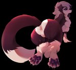 anthro anus black_body black_eyes bodily_fluids butt female food genitals hair looking_at_viewer meat nude nude_female solo sweat sweaty_butt vulva white_body white_hair rabbit_meat canid canine fox mammal absurd_res alpha_channel hi_res