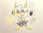 anthro cookie dessert female food fruit looking_at_viewer lying machine not_furry plant pudding smile solo strawberry text yellow_eyes young young_female blue_fruit cookie_run cookie_run_kingdom pudding_a_la_mode_cookie animate_inanimate cookie_(cookie_run) humanoid robot 2025 absurd_res english_text hi_res traditional_media_(artwork)