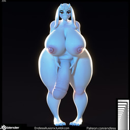 anthro big_breasts big_butt big_penis biped breasts butt crossgender ftg_crossgender fti_crossgender fur genitals gynomorph half-erect huge_breasts huge_butt huge_penis humanoid_genitalia humanoid_penis hyper hyper_breasts hyper_genitalia hyper_penis intersex mature_anthro mature_gynomorph mature_intersex navel nipples nude penis solo text thick_thighs vein veiny_penis white_body white_fur wide_hips endless_(artist) endless_(modeler) undertale undertale_(series) toriel boss_monster_(undertale) bovid caprine mammal 1:1 3d_(artwork) digital_media_(artwork) hi_res url