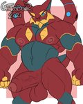 anthro anthrofied balls big_balls big_muscles big_penis blue_eyes erection genitals huge_balls huge_penis humanoid_genitalia humanoid_penis male muscular muscular_anthro muscular_male nipples penis pokemorph red_body solo thick_penis castrodour nintendo pokemon generation_6_pokemon legendary_pokemon pokemon_(species) volcanion 4:5 absurd_res hi_res