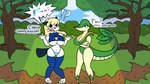 after_transformation anthro black_sclera blonde_hair blush crossgender duo female female/female gender_symbol gender_transformation hair implied_transformation symbol transformation punch_pubby nintendo pokemon pokemon_mystery_dungeon spike_chunsoft generation_5_pokemon oshawott pokemon_(species) snivy 16:9 hi_res widescreen