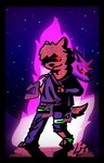 anthro aura grass male night plant pose purple_background shadow simple_background solo standing litelikesart jojo's_bizarre_adventure jacks_(litelikesdraw) canid canine canis domestic_dog mammal menacing_(disambiguation) absurd_res hi_res