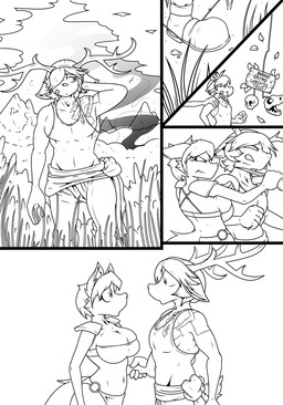 anthro antlers band-aid bandage big_antlers big_breasts bone breasts cleavage clothed clothed_anthro clothed_female clothed_male clothing duo female fully_clothed fully_clothed_anthro fully_clothed_female fully_clothed_male horn knife male mountain sign skull space tribal tribal_clothing nintendo pokemon star_fox helio_(sundaesoles) krystal_(star_fox) canid canine deer deerling fox generation_5_pokemon mammal pokemon_(species) 2026 absurd_res comic hi_res multiple_scenes