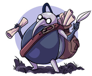 4_fingers ambiguous_gender anthro backpack eyewear fingers glasses holding_object solo francoisl-artblog hollow_knight_(franchise) team_cherry cornifer_(hollow_knight) arthropod 2020 hi_res signature