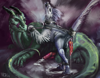 after_anal anus bdsm black_claws bodily_fluids bondage bound claws cloacal_penis cum cum_from_ass cum_in_ass cum_inside duo erection feathers feral fur genital_fluids genitals green_body green_horn green_scales horn male male/male penis pink_anus pink_penis pink_tongue raised_tail scales tail tongue tongue_out white_body white_feathers white_fur winddragon mythology sakanz velos dinosaur dragon dromaeosaurid mythological_creature mythological_scalie prehistoric_species reptile saurischian scalie theropod velociraptor