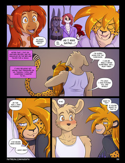 anthro biped black_nose blus brown_eyes clothing dialogue eyebrows female fur group hair male smile speech_bubble standing tan_body tan_fur text tongue topwear yellow_body yellow_fur conditional_dnp kadath dynamite_(kadath) glitter_(kadath) nightshade_(kadath) puzzle_(kadath) rory_(kadath) ruby_(kadath) bird_dog canid canine canis cheetah domestic_dog equid equine felid feline hunting_dog labrador mammal retriever zebra 2025 comic english_text hi_res url