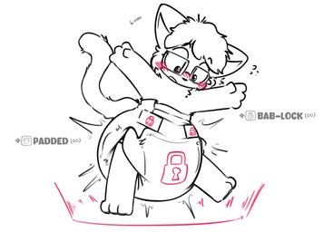 3_toes 4_fingers ambiguous_gender anthro big_diaper blush blush_lines bodily_fluids clean_diaper clothed clothing curved_tail diaper diaper_only eyewear feet fingers flying_sweatdrops glasses hair huge_diaper infinity_symbol lock_symbol locked_diaper looking_down on_one_leg open_mouth rectangular_glasses simple_background solo standing status_effect sweat sweatdrop symbol tail text three-quarter_view toes topless wearing_diaper wearing_glasses white_background ludis-luteo waveshapeluca domestic_cat felid feline felis mammal 2025 english_text full-length_portrait hi_res portrait signature spot_color