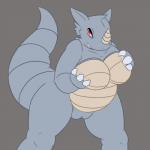 1:1 2016 anthro anthrofied belly big_breasts biped breast_grab breasts claws fangs featureless_breasts female fondling generation_1_pokemon genitals grey_background grey_body grey_skin hand_on_breast hi_res horn huge_breasts looking_at_viewer mammal nintendo non-mammal_breasts nude obese obese_anthro obese_female overweight overweight_anthro overweight_female pokemon pokemon_(species) posexe pussy red_eyes rhydon scalie self_fondle simple_background smile solo spread_legs spreading standing teeth