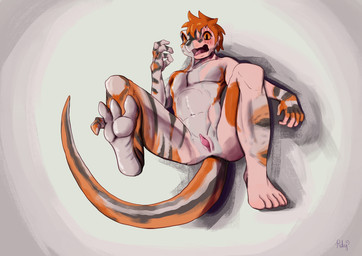 animal_genitalia anthro_transformation cloaca cloacal_penis eye_scar facial_scar feet foot_focus gargoyle_gecko genitals hair human_to_anthro male mid_transformation orange_eyes paws penis red_hair scales scar species_transformation transformation white_body white_skin rdy zgf_art ra'zim gecko human lizard mammal reptile scalie 2025 absurd_res hi_res