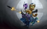 arrow_(weapon) blue_body blue_feathers bow_(weapon) clothing cowboy_hat cutie_mark feathered_wings feathers female freckles fur green_eyes group gun hair hat headgear headwear holding_gun holding_object holding_ranged_weapon holding_weapon horn male multicolored_hair pipe_wrench purple_body purple_eyes purple_fur purple_hair quiver_(object) rainbow_hair ranged_weapon red_eyes rocket_launcher scattergun shotgun tail tools two_tone_hair weapon wings wrench stupjam friendship_is_magic hasbro my_little_pony mythology team_fortress_2 valve applejack_(mlp) engineer_(team_fortress_2) rainbow_dash_(mlp) scout_(team_fortress_2) sniper_(team_fortress_2) soldier_(team_fortress_2) spike_(mlp) twilight_sparkle_(mlp) dragon earth_pony equid equine horse mammal mythological_creature mythological_equine mythological_scalie pegasus pony scalie unicorn 16:10 crossover hi_res widescreen