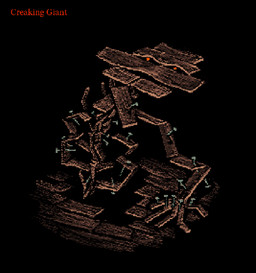 ambiguous_gender black_background floor floorboards horror_(theme) nail_(weapon) not_furry red_eyes simple_background solo text wood wood_floor plastiboo furniture_(plastiboo) animate_inanimate monster wood_creature english_text hi_res