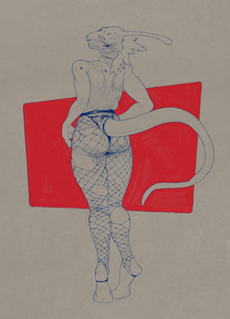 abstract_background ambiguous_gender anthro big_butt biped butt clothed clothing facial_piercing fishnet_clothing looking_at_viewer looking_back nose_piercing nose_ring piercing rear_view ring_piercing skimpy smile solo standing tail topless torn_clothing flowerdino molniya dinosaur hadrosaurid ornithischian ornithopod prehistoric_species reptile scalie digital_drawing_(artwork) digital_media_(artwork) hatching_(art) hi_res shaded nonbinary_(lore)