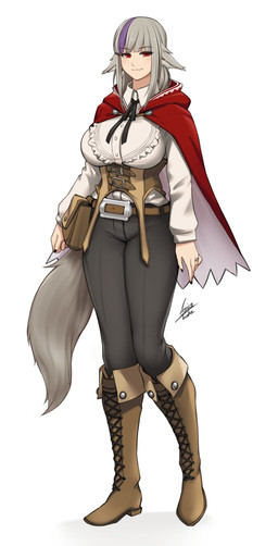 belt big_breasts boots bottomwear breasts cape clothed clothing corset female footwear grey_hair hair lingerie pants red_eyes shirt shoes solo tail topwear airisubaka fire_emblem fire_emblem_fates nintendo velouria animal_humanoid canid canid_humanoid canine canine_humanoid humanoid mammal mammal_humanoid wolf_humanoid 2022 hi_res