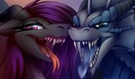 bodily_fluids duo female feral looking_at_viewer male male/female mouth_shot open_mouth saliva saliva_string sharp_teeth teeth tongue tongue_out darky_wings mythology fritzy silverwing_(rinke) dragon mythological_creature mythological_scalie scalie absurd_res hi_res