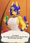 anthro blue_hair blush breasts cellphone clothed clothing electronics female hair looking_at_viewer markings phone smartphone solo striped_markings striped_tail stripes tail tail_markings text yellow_eyes buta99 animal_crossing ankha_zone nintendo ankha_(animal_crossing) domestic_cat felid feline felis mammal absurd_res english_text hi_res