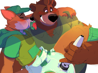 5_fingers ageplay anthro black_nose blush brown_body brown_fur clean_diaper clothed clothing diaper duo eyes_closed fingers footwear fur green_clothing green_diaper green_footwear green_hoodie green_pacifier green_shirt green_socks green_topwear hitachi_magic_wand hoodie infantilism male male/male multicolored_body multicolored_fur object_in_mouth pacifier pacifier_in_mouth roleplay sex_toy shirt simple_background smile socks topwear two_tone_body two_tone_fur vibrator wand_vibrator wearing_diaper white_background white_body white_fur daire301 disney hitachi robin_hood_(disney) little_john robin_hood bear canid canine fox mammal 2025 digital_media_(artwork) hi_res
