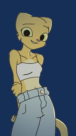anthro bare_shoulders clothed clothing female fully_clothed looking_at_viewer midriff simple_background smile solo transparent_background filthypally microsoft prequel_adventure the_elder_scrolls katia_managan felid khajiit mammal 2025 alpha_channel hi_res