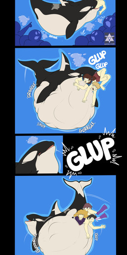 belly big_belly black_body black_hair blonde_hair blue_eyes blush brown_hair clothing digestion digestion_noises female female_feral female_human female_pred female_prey feral feral_pred genitals group hair huge_belly human_prey male male_human male_prey mass_vore multicolored_body multiple_prey muscular muscular_male neck_bulge oral_vore overweight overweight_female overweight_feral red_hair rumbling_stomach smile struggling struggling_prey swallowing swimming swimwear text three_prey_at_once three_prey_same_hole unbirthing unwilling_prey vaginal vore vulva weight_gain white_body willing_pred sentinelwinder yamie aquatic cetacean dolphin human mammal oceanic_dolphin orca toothed_whale absurd_res comic english_text hi_res