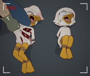 anthro arms_tied blood bodily_fluids bound child_murder clothing crying feet female flat_chested genitals gloves gore handwear latex latex_clothing latex_gloves latex_handwear legs_tied membrane_(anatomy) nude pain ryona skinning suffering tears teats toes torture vulva webbed_feet young young_anthro young_female e254e disney ducktales ducktales_(2017) lena_(ducktales) webby_vanderquack anatid anseriform avian bird duck absurd_res hi_res