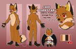 anthro dark_body dark_fur feathered_wings feathers fur horn male red_eyes solo wings stardustfoxart jake_darkstar canid canine fox mammal model_sheet