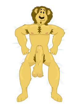 anthro big_penis bodily_fluids body_hair dripping foreskin genital_fluids genitals leaking_precum male penis precum precum_drip solo random!_cartoons felid lion mammal pantherine absurd_res hi_res