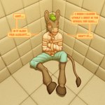 3d_background anthro asinus choko_(chokodonkey) chokodonkey clothing color_coded color_coded_speech_bubble color_coded_text conditional_dnp dialogue donkey equid equine first_person_view male mammal padded_room psychiatric_hospital restraints solo speech_bubble straitjacket