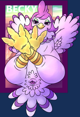 3_toes 4_toes animal_genitalia anisodactyl anthro anthrofied armpit_hair avian_butt beak belly biped bodily_fluids body_hair butt claws cloaca cloaca_juice crotch_tuft curvy_figure eyeshadow feathered_wings feathers feet female foot_focus furniture genital_fluids genitals half-closed_eyes inside legs_up lying makeup multicolored_body multicolored_feathers multicolored_skin narrowed_eyes nude on_back presenting presenting_cloaca pubes purple_body purple_skin semi-anthro sofa solo tail tail_feathers talons toe_claws toes tuft two_tone_body two_tone_skin white_body white_feathers wings yellow_body yellow_feet yellow_skin patohoro animal_crossing nintendo becky_(animal_crossing) avian bird chicken galliform phasianid absurd_res alpha_channel hi_res