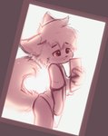 anthro blush bottomless butt clothed clothing fluffy hair nude pantsless raised_tail selfie shirt shirt_only shy solo tail tired topwear topwear_only young milezy hi_res
