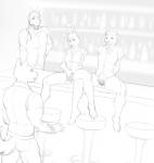 anthro bar bottomless bottomless_bar canid canine canis clothed clothing digital_drawing_(artwork) digital_media_(artwork) domestic_dog equid equine erection exhibitionism felid female fuzzies4you genitals group hi_res horse husky jacob_(bottomless_bar) jasmine_peters jesse_guinn lagomorph leporid male mammal merun_connor monochrome muscular nordic_sled_dog pantherine penis presenting presenting_pussy pubes public pussy rabbit sketch spitz spread_pussy spreading story story_in_description take_your_pick tiger