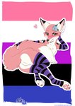 canid canine clothing featureless_crotch female feral flower_on_head footwear fox fur hi_res kora_(koro_kiama) lying mammal on_side pink_body pink_fur rukifox socks solo