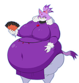 :< accessory anthro belly belly_overhang big_belly big_breasts black_nose bottomwear breasts clothing eyelashes female forehead_gem gem gloves hair hair_accessory hairband hand_on_belly hand_on_own_belly handwear holding_fan holding_object huge_belly huge_breasts huge_thighs hyper hyper_belly hyper_breasts navel navel_outline obese obese_anthro obese_female overweight overweight_anthro overweight_female pants pink_inner_ear purple_body purple_clothing purple_ears purple_hair purple_tail purple_topwear red_gem red_hairband simple_background solo tail thick_thighs three-quarter_view topwear white_background white_bottomwear white_clothing white_gloves white_handwear white_pants yellow_eyes mizz-britt sega sonic_the_hedgehog_(series) the_murder_of_sonic_the_hedgehog blaze_the_cat domestic_cat felid feline felis mammal 2026 absurd_res cel_shading colored digital_media_(artwork) hi_res shaded
