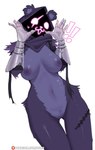 2024 absurd_res anthro bear big_breasts breasts epic_games female fortnite fur genitals hi_res looking_at_viewer luxurias mammal navel nipples purple_body purple_fur pussy raven_team_leader simple_background solo white_background