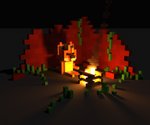 anthro brick brick_wall camp campfire camping clothed clothing fire grass male night outside plant ruins shadow sitting solo vines voxel_(artwork) wall_(structure) handlebarsprites fox_claypaw canid canine fox mammal 3d_(artwork) 6:5 digital_media_(artwork)