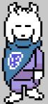 anthro cape clothing eyes_closed fur horn long_ears simple_background solo walking fatz_geronimo undertale undertale_(series) asriel_dreemurr boss_monster_(undertale) bovid caprine goat mammal animated low_res short_playtime