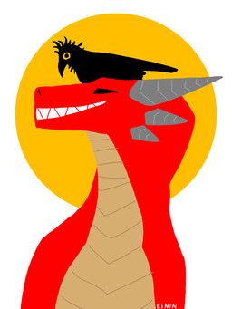 ambiguous_gender beak black_body black_feathers duo eyes_closed feathers feral grey_horn grin horn red_body red_scales scales scruffy sharp_teeth simple_background smile tan_body tan_scales teeth text einin mythology makirus dragon mythological_creature mythological_scalie scalie 2024 3:4 hi_res signature
