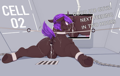 after_sex anus balls bdsm blush bodily_fluids bondage bondage_gear bound butt chain chained collar cum cum_all_over dialogue equine_anus feral gaping gaping_anus genital_fluids genitals heart_eyes heart_symbol leaking_cum looking_at_viewer male nude offscreen_character open_mouth penis presenting presenting_anus puffy_anus restrained sex solo tail text tongue chapaevv friendship_is_magic hasbro my_little_pony darkpony_(character) fan_character arthropod changeling_(mlp) absurd_res digital_media_(artwork) english_text hi_res