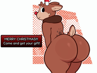 anthro antlers big_butt black_eyes blinking border bottom_heavy brown_body brown_fur brown_spots butt dialogue fur horn huge_butt huge_thighs looking_at_viewer looking_back male markings presenting presenting_hindquarters rear_view red_antlers shaking_butt short_tail smile solo spots spotted_body spotted_fur striped_antlers tail tan_body tan_fur text text_box thick_thighs white_antlers white_border wide_hips gungaporno blushcrunch_studio dandy's_world rudie_(dandy's_world) deer mammal new_world_deer reindeer 2d_animation 4:3 animated english_text